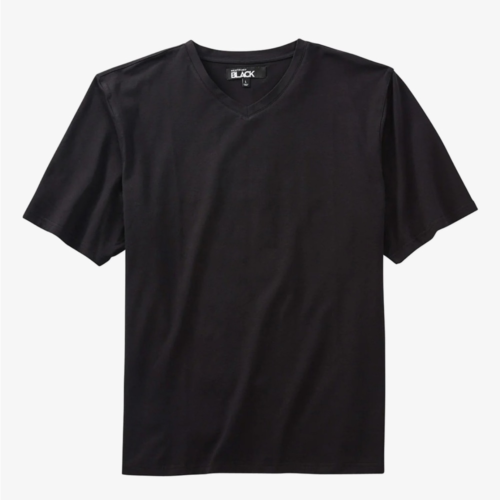 Westport Black Short Sleeve Pima Stretch Solid V-Neck Tee
